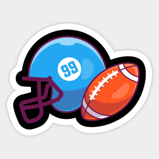 Helmet and rugby ball  cartoon Sticker